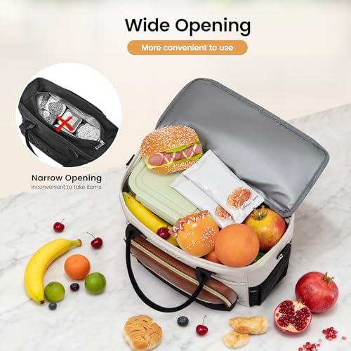 LOVEVOOK Insulated Lunch Bag Women,Wide Opening Adult Lunch Box Women,Large Leakproof Cooler Bag for Work Picnic Beach Fam...