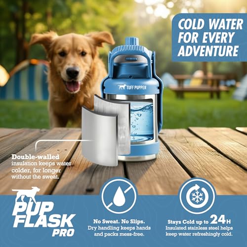 PupFlask Pro Dog Water Bottle | 30 or 50 OZ Double Wall Insulated Stainless Steel | Built-In Flip Cup Bowl | Leak Proof Ca...