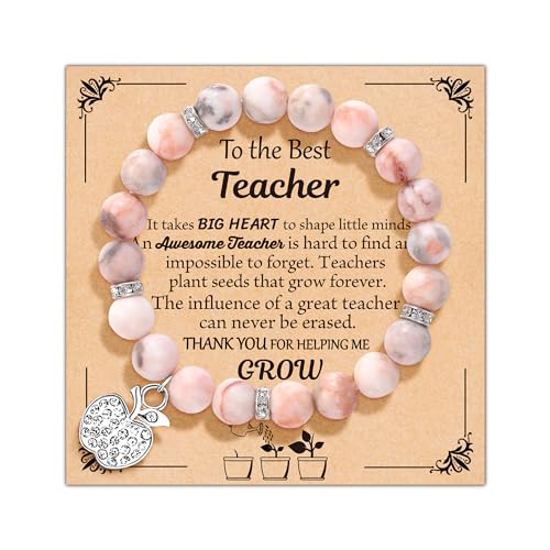 U-Zomir Teacher Appreciation Gifts for Women, Teacher Gifts Natural Stone Bracelet with Message Card for Appreciation Week...