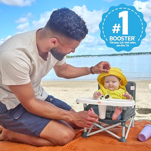 Bright Starts Pop ‘N Sit Portable Booster Seat, 3-in-1 Floor Seat, Travel High Chair & Toddler Booster with Feeding Tray, ...