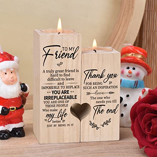 Double-Sided Printing Wooden Candle Holders-to My Friend,You are IRREPLACEABLE, Thank You for Being My Unbiological Siste...
