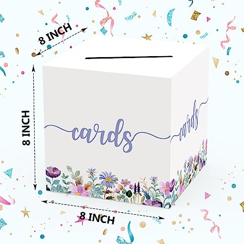 Floral Card Box, Gift or Money Box Holder Party Favor Supplies, Wildflowers Card Receiving Box for Birthday, Wedding Engag...