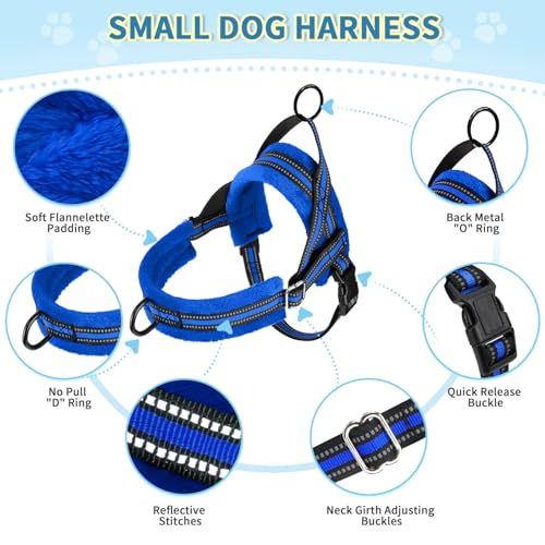 Lukovee No Pull Dog Harness and Leash Set, Soft Padded Small Dog Harness, Neck & Chest Adjustable Reflective Vest Puppy Ha...