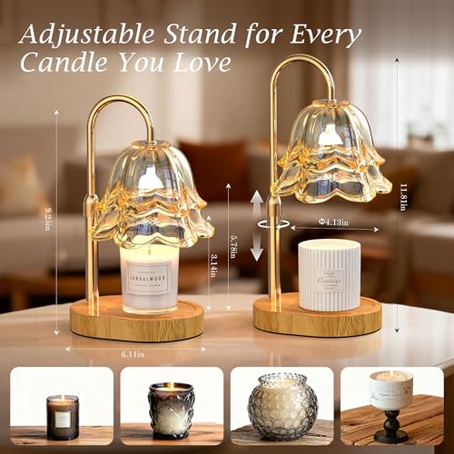 BYART Candle Warmer Lamp with Timer Dimmable, Adjustable Height Wax Melts Warmer for Jar Candles, Birthday Mothers Day Gif...