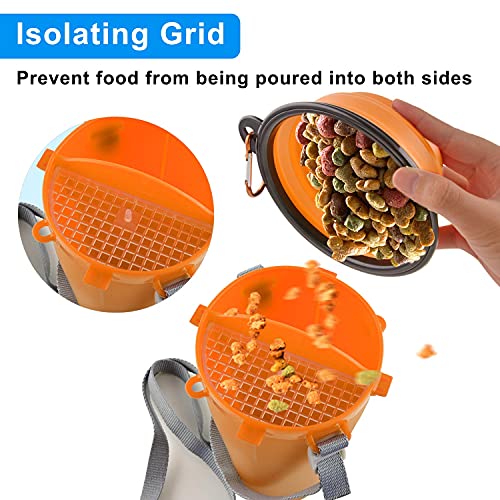 Dog Travel Water Bottle Collapsible Bowls, 2 in 1 Pet Food Container with Collapse Bowls, Outdoor Portable Water Bowls for...