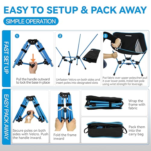MARCHWAY Lightweight Folding Camping Chair, Portable Foldable Compact for Outdoor Camp, Travel, Beach, Picnic, Festival, H...