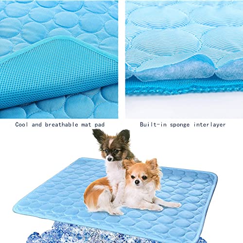 OUKEYI Cooling Mat Pad for Dogs Cats Ice Silk Mat Cooling Blanket Cushion for Kennel/Sofa/Bed/Floor/Car Seats Cooling for ...