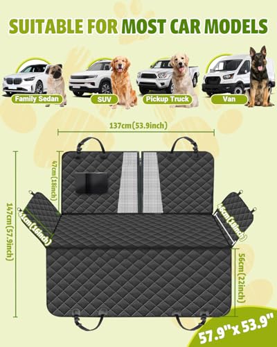 Dog Car Seat Cover, 600D Heavy Dute Durable Car Seat Cover for Dogs Pets, 100% Waterproof Scratch Proof Nonslip Dog Hammoc...