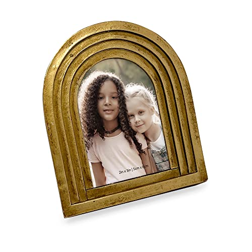 Isaac Jacobs 2x3 Vertical Gold Arc Resin Picture Frame with Gradient Design, Decorative Photo Frame, Tabletop & Wall Displ...