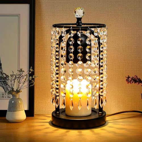 Candle Warmer Lamp with Timer and Dimmer - Electric Candle Warmer ,Crystal Candle Lamp for Bedroom Decor, Flameless Scente...