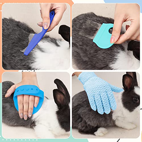 VCZONE Small Animal Grooming Set: Pet Nail Clipper & File, Flea Comb, Shampoo Brush, Shedding Slicker Brush, Massage Glov...