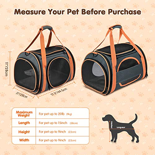 OKMEE Cat Carrier TSA Airline Approved with Ventilation for Small Medium Cats Dogs Puppies, Dog Carrier with Big Space, 5 ...