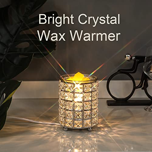 Wrought Iron Crystal Wax Melt Warmer Electric Oil Burner Wax Melt For Home, Kitchen, Living Room, Bedroom, SPA(Silver)