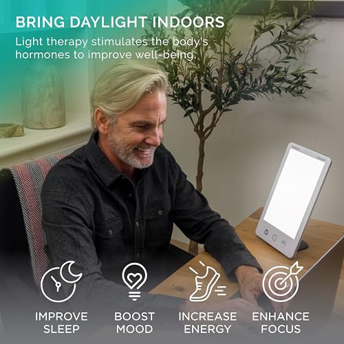 Verilux HappyLight Luxe - Light Therapy Lamp with 10,000 Lux, UV-Free, LED Bright White Light with Adjustable Brightness, ...