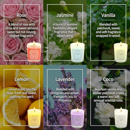 Scented Candles Gift Set for Women, 6 Pack Natural Soy Wax Aromatherapy Candles for Home, Glass Jar Stress Relief Candles ...