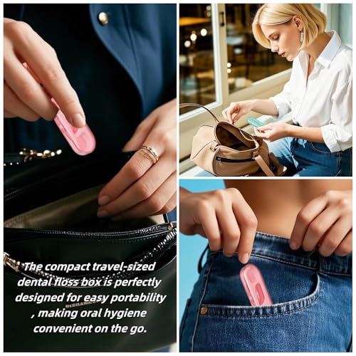 5 Pack Travel Dental Floss Pick Case with 50 Pcs Premium Toothpick Sticks - Floss Pick Holder for Teeth Cleaning, Mini Tra...
