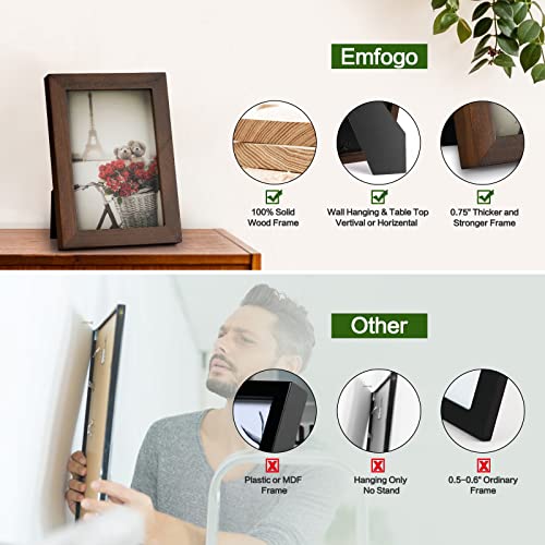 Emfogo 4x6 Picture Frame, Pack of 2 Photo Frame with Real Glass, Solid Wood Rustic Picture Frames 4x6 Display for Wall Dec...