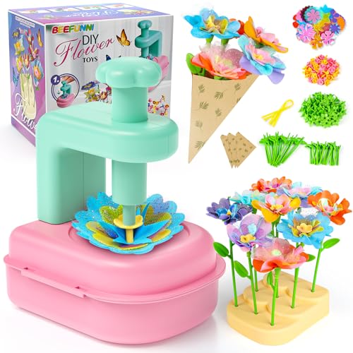 beefunni Flower Making Kit for Kids, DIY Flower Bouquet Kit, Arts and Crafts for Kids Ages 4-8, Colorful Flower Maker Toys...