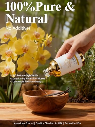 100% Pure Vanilla Essential Oil, 4 Fl Oz, Vanilla Oil for Diffusers, Home Fragrance & Aromatherapy, Essential Oils for Dif...