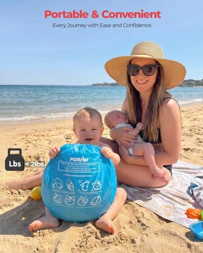 Poray Portable Baby Beach Tent with UPF 50+ Sun Shelter,Mosquito Net and Sunshade, Ideal Pop Up Kids Travel Tent with Carr...