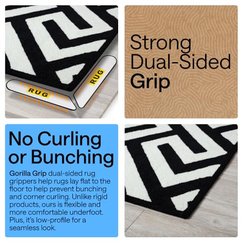 GORILLA GRIP Rug Gripper Pads, Reusable Double-Sided Stickers Keep Area Rugs Corners Flat, Grips Hardwood, Tile and Lamina...