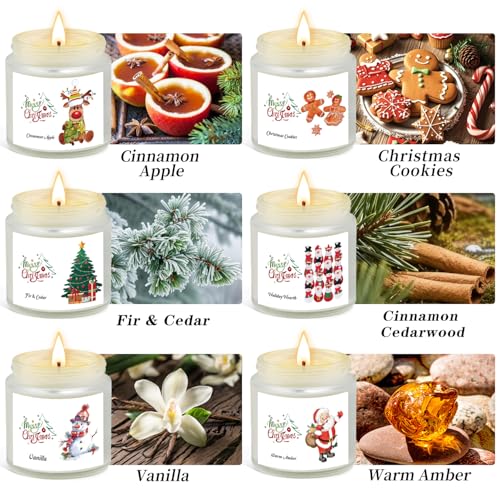 Christmas Scented Candles for Home, 6 Pack Soy Set, 21 oz Jar, Perfect Gifts for Women/Coworker/Girlfriend/Friends