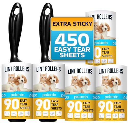 Lint Rollers for Pet Hair, White, Sticky Remover for Couch, Clothes, Furniture and Carpet, Dog and Cat Fur Remover, Animal...