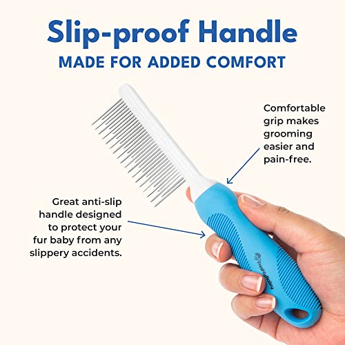 Grooming Comb for Long & Curly Hair in Dogs & Cats - Top Pet Detangler Brush - Removes & Prevents Matted Fur - Perfect for...
