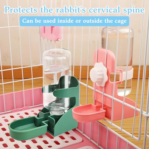 kathson Rabbit Water Dispenser for Cage 17 Oz Hanging Guinea Pig Water Bottle No Drip Gravity Automatic Bunny Water Bottle...
