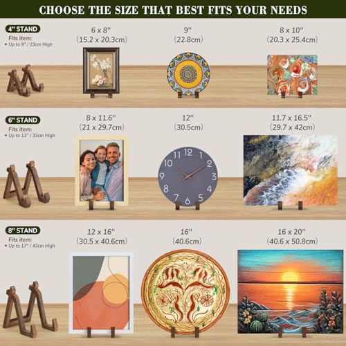 ANBOXIT Plate Display Stand, 6 Inch Plate Holder for Displaying, Decorative Picture Frame Dish Photo Plaque Platter Wood S...