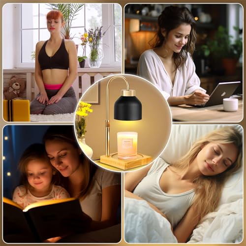 Xiwoa Electric Candle Warmer Lamp with 2H/4H/8H Timer Dimming Height Adjustable Safety Night Lamp, Home Scented Jar Candle...