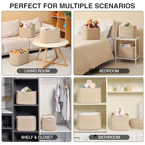 Dcerzxzci Storage Baskets for Organizing Shelves, Woven Cotton Rope Basket for Storage, Dog Toy Baskets Storage Kids, Cute...