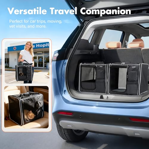 Lekereise Large Cat Carrier Soft Sided, 28" x 13" x 13", Large cat Travel Carrier for 2 Cats with Zipper Locks for Moving ...