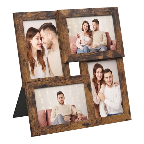 SONGMICS Collage Picture Frames, 4x6 for Wall Decor, Multi Family Photo for Gallery Decor, Hanging Display, Set of 4, Rust...