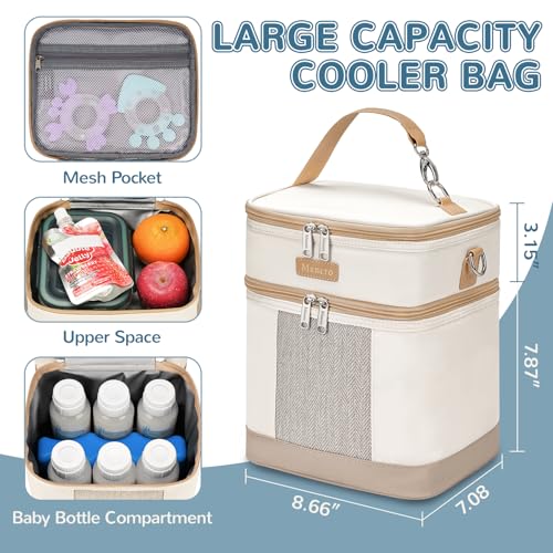 Mancro Breastmilk Cooler Bag with Ice Pack, Double Layer Insulated Baby Bottles Bag Fits 6 Bottles Up to 9 Ounces, Portabl...