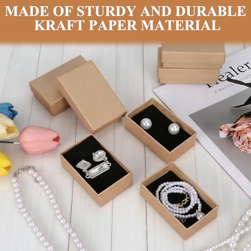 FUPMILPHRANX 96 Pack Jewelry Gift Boxes with Lids, Small Kraft Jewelry Packaging Boxes with Foam Inserts for Necklaces Ear...