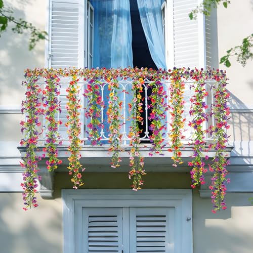 Ammyoo Artificial Flowers Garland Ivy, 4 Pack 5.9 FT Spring Summer Decor UV Resistant Fake Mums Floral Vine Silk Daisy Han...