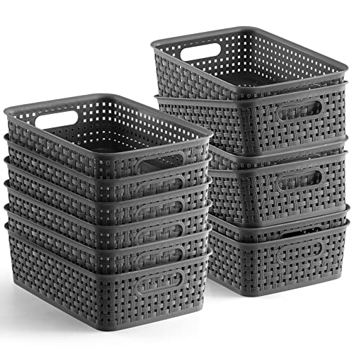 [ 12 Pack ] Plastic Storage Baskets - Small Pantry Organization and Storage Bins - Household Organizers for Laundry Room, ...