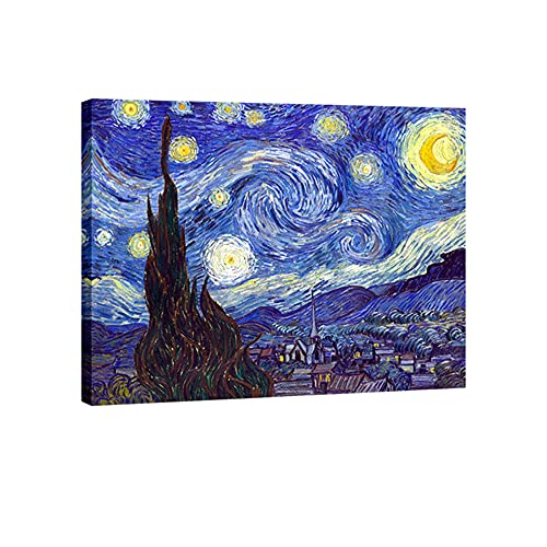 Wieco Art Starry Night Canvas Print of Van Gogh Oil Paintings Reproduction Modern Canvas Print Artwork Abstract Landscape ...