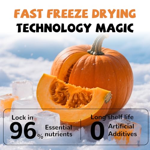 PAWUP Freeze-Dried Pumpkin Treats for Dogs & Cats – High Fiber, Single Ingredient Natural Snacks for Digestion & Gut Healt...
