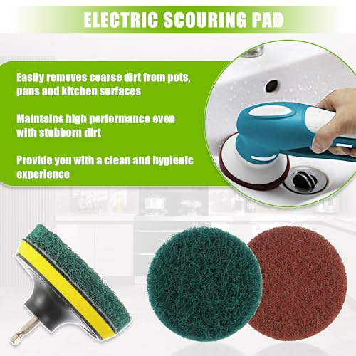 EPLZON 4 Inch Scrub Drill Brush Power Scouring Pads Household Cleaning Set for Kitchen Bathroom 4 Red Pads 4 Green Pads 1 ...