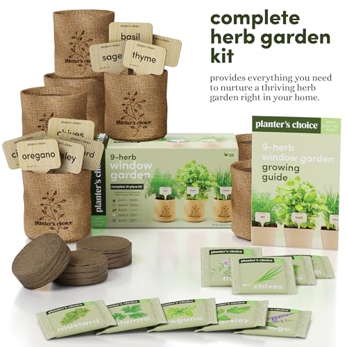 Planters' Choice 9 Herb Indoor Window Garden Kit - Mothers Day Gifts - House Plants Seeds - Best Unique Gift Ideas for Wom...