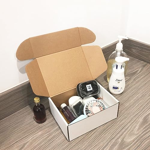 Livejun 8x6x3 inch Shipping Boxes Set of 25,White Corrugated Cardboard Box for Mailing Literature Mailer Small Business Pa...