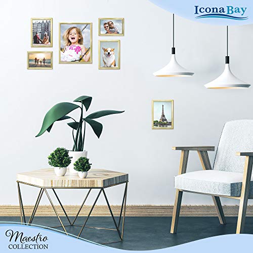 Icona Bay 4x6 Picture Frames Set (Gold, 12 Pack), Classy Contemporary Style, Maestro Collection