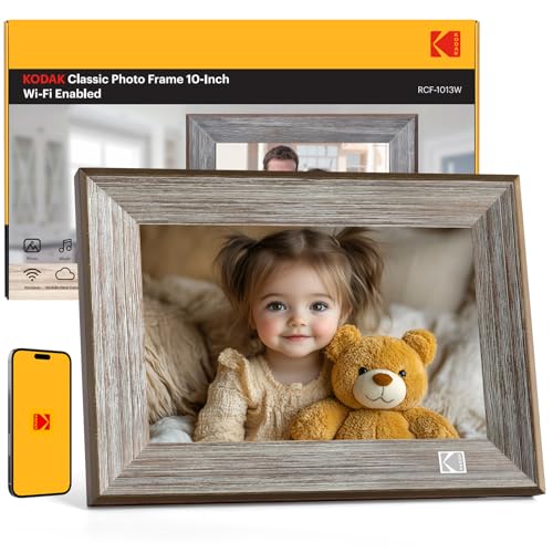 KODAK Wooden WiFi Digital Picture Frame, 32G 10.1 Inch Digital Photo Frame 1280x800 HD IPS Touch Screen, Auto-Rotate, Shar...