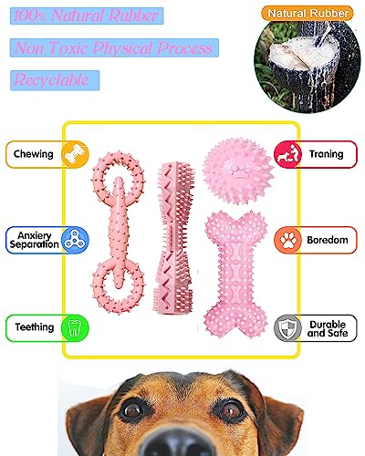 Cdyzqikm 4 Pack Puppy Teething Toys Dog Durable Chew Toys Soft Rubber Toy Dog Teeth Cleaning Toothbrush Toy Cute Interacti...