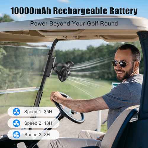 10000mAh Magnetic Cruise Golf Cart Fan, Camping Fans with Hook, Ultra-Compact Travel Fan for Sleeping, Work Light Tool Gif...