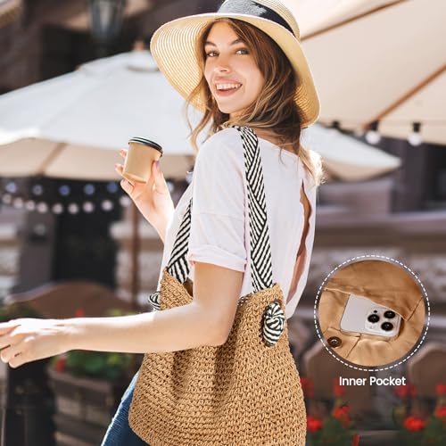 Beach Bags for Women - Straw Bag Tote Bags Casual Boho Large Summer Crossbody Shoulder Handbags Purse