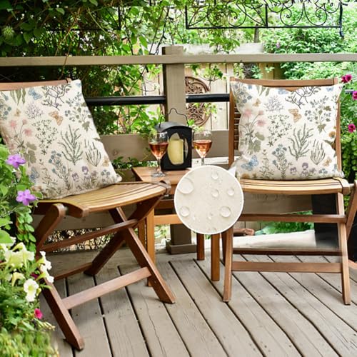 ARGOOFG Outdoor Spring Pillow Covers 20x20 Inch Set of 2,Waterproof Daisy Throw Seasonal Floral Outdoor Decorative Square ...