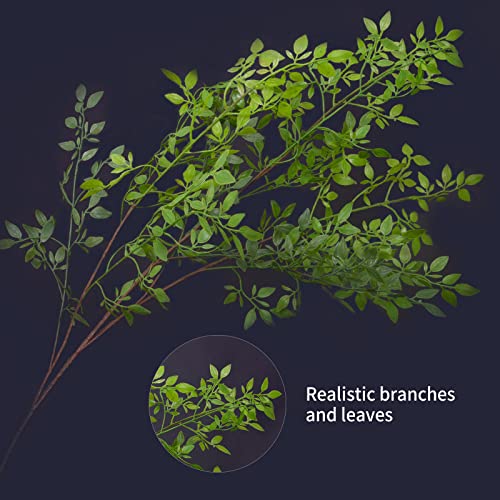 Melorca&Guilla Artificial Plants,2PCS 43.3" Green Nandina Faux Branches for Vase,Artificial Plants for Shop Garden Office ...